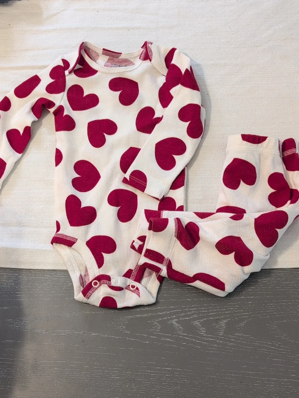 Baby Heart Print Thermal Two-Piece Set